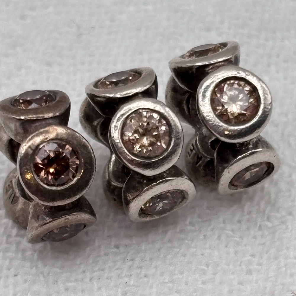 PANDORA Sterling Silver Lights Champagne CZ Charm Lot 925 ALE